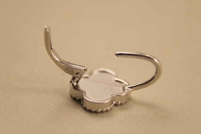 Náušnice-ďatelinka-zelený malachit-patent-rhodium-striebro