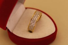 Zlatý prsteň - Trojrad zirkónov - Žlté zlato - 14k