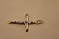 Prívesok- kríž s Ježišom- viacfarebné zlato- 14K