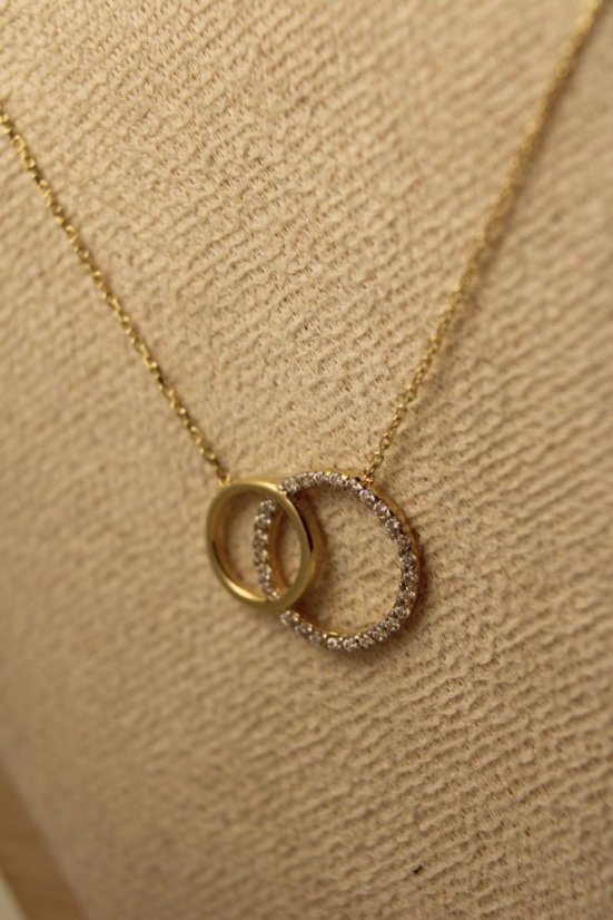 Celebritka- Anker-dva kruhy- číre zirkóny- žlté zlato- 14 karátov