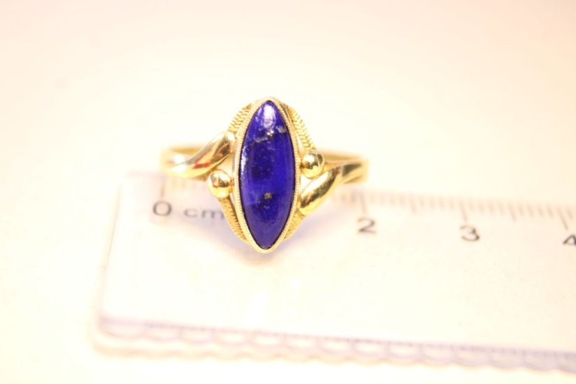 Zlatý prsteň s Lapis Lazuli žlté zlato, veľkosť 60, 2,65 g, 14 karátov, 585/1000