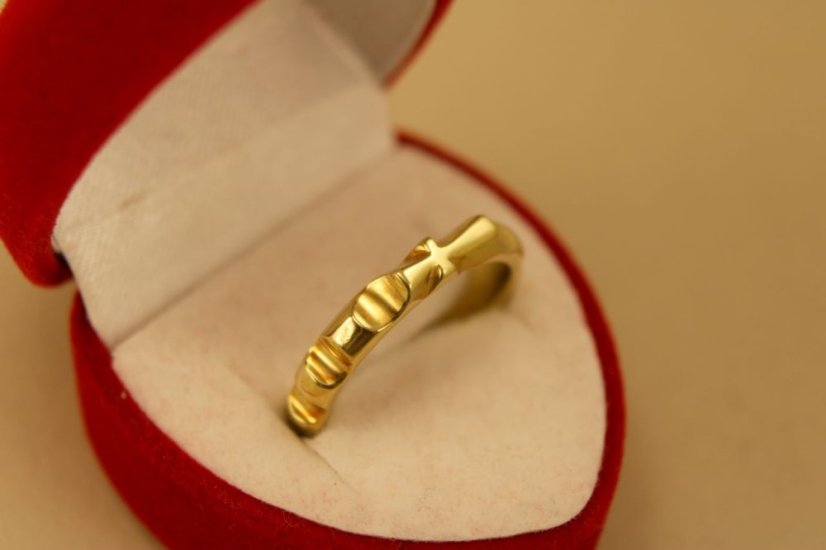 Zlatý prsteň, žlté zlato, ruženec, 14k 585/1000