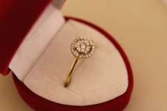 Zlatý prsteň - Okrúhle Brilianty - Žlté zlato - 14k