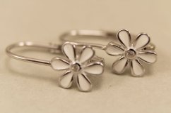 Náušnice-biely kvet-číry zirkón-patent-striebro