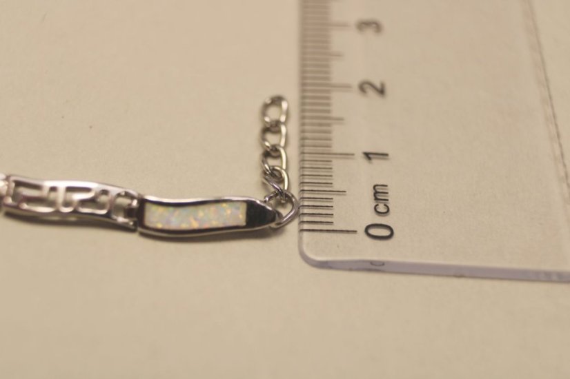 Náramok-biely opál-rhodium-striebro