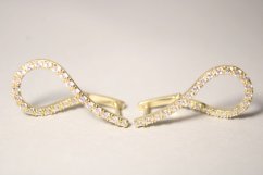 Náušnice- vlnité- zirkóny-francúzske zapínanie- žlté zlato- 14 karátov