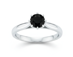 Prsteň- čierny diamant- 0,60ct- biele zlato- 14 karátov