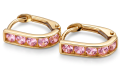 Zlaté dámske náušnice - Klasický patent - Zirkóny - 14k - Žlté zlato