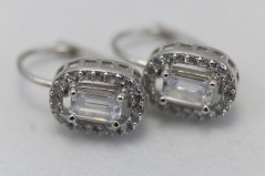 Náušnice visiace biele zlato číre zirkóny 2,23g 14k 585/1000