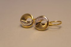 Naušnice- viacfarebné zlato- patent-číre zirkóny- 14 karátov