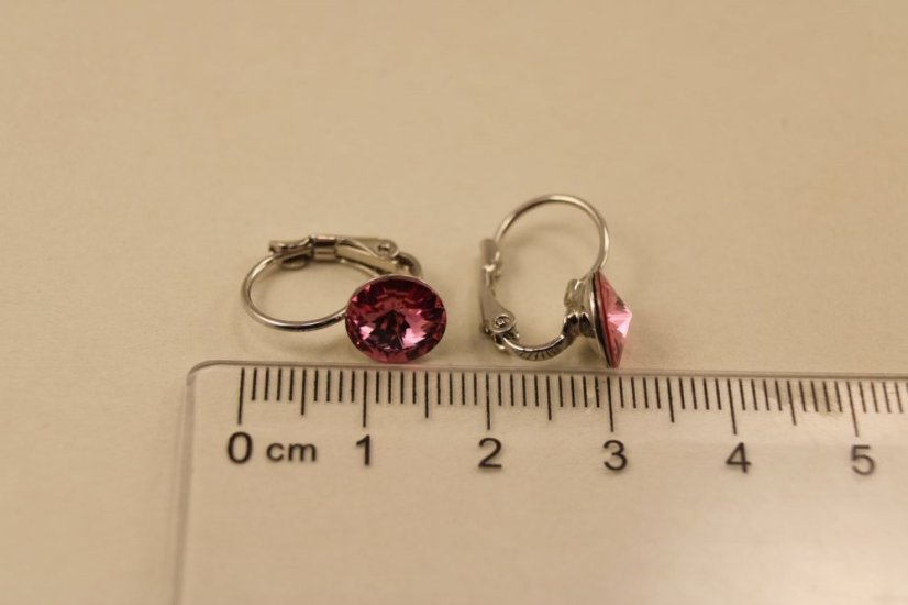 Náušnice- ružové zirkóny- patent- chirurgická oceľ- 316/L