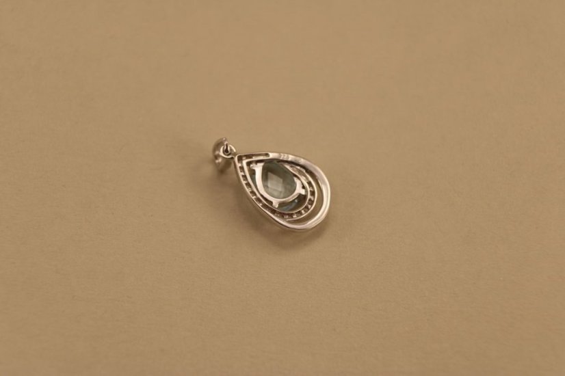Prívesok - Topás - číre zirkóny - rhodium - striebro
