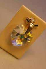 Prívesok- srdiečko- CRYSTAL SWAROVSKI-žlté zlato-zirkón-14 karátov