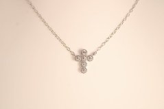 Strieborná celebritka s príveskom, krížik so zirkónmi, rhodium, 45-50 cm, 1,80 g, 925/1000