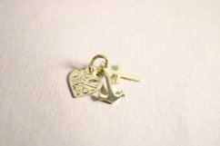 Prívesok-srdce-kotva-kríž- žlté zlato- jemný gravír-14 karátov