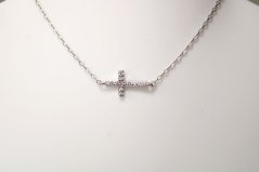 Strieborná celebritka s príveskom krížik, číre zirkóny, 39,5-45 cm, 1,62 g, rhodium, 925/1000