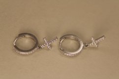 Náušnice - kruhy - krížiky - číre zirkóny - biele zlato - 14K