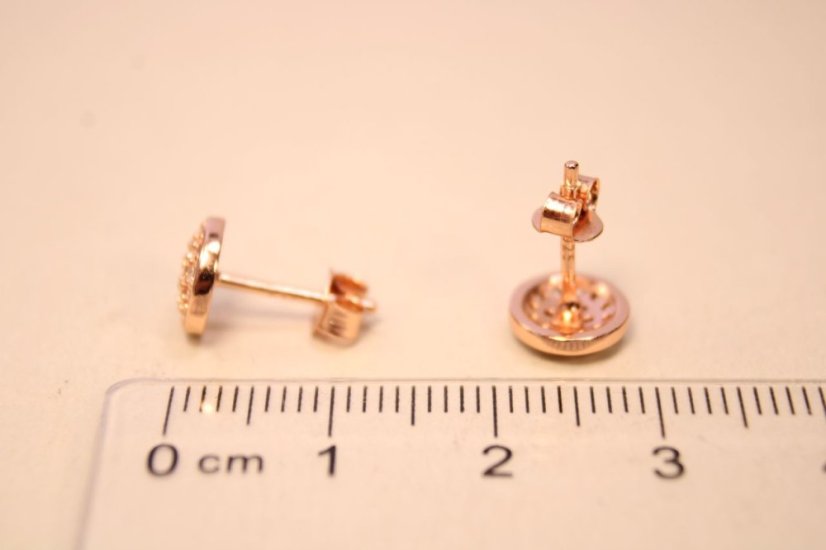 Pozlátené strieborné náušnice tvar kruhu posiate čírymi zirkónmi, puzetové zapínanie, 1,33g, 925/1000 - Materiál: Pozlátené striebro, Druh kameňa: ZIRKÓN, Farba kameňa: Číry, Váha (g): 1,33, Rýdzosť: STRIEBRO 925/1000