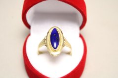 Zlatý prsteň s kameňom Lapis Lazuli žlté zlato, veľkosť 58, 2,88g, 14 karátov, 585/1000