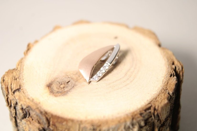 Kombinovaný strieborný prívesok s čírymi zirkónmi, rhodium, 1,04 g, 925/1000
