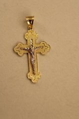 Prívesok-Ježiš na kríži- zaoblené okraje- žlté zlato- 14 karátov