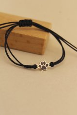 Šnúrkový náramok - Labka - Žlté zlato - 14k