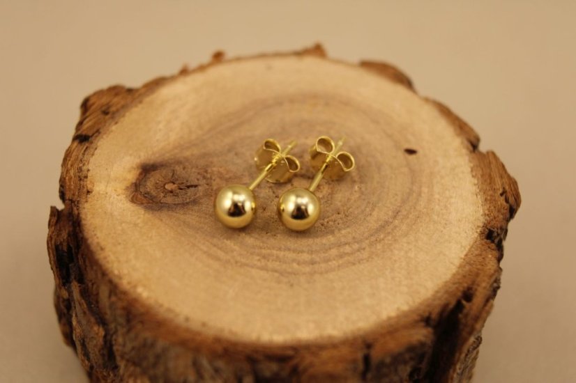 Náušnice-guličky-UNISEX- puzetky- pozlátené striebro