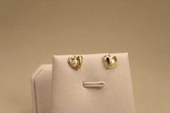 Náušnice - srdiečko - biela perlička - puzetky - pozlátené striebro