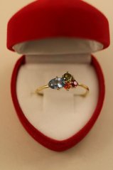 Prsteň- farebné zirkóny- žlté zlato- 14 karátov