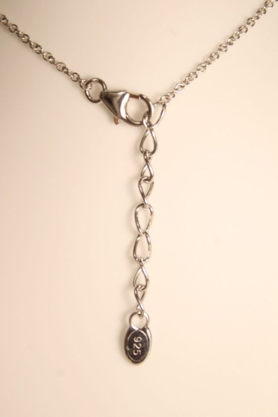 Strieborná celebritka s modrým Topásom a čírymi zirkónmi, rhodium, 44-47 cm, 3,33 g, 925/1000