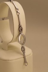 Náramok-zdobený- číre zirkóny- hladké tyčinky-biele zlato- 14 karátov