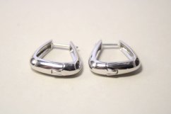 Štýlové strieborné štvorcové náušnice, francúzske zapínanie, rhodium, 5,15 g, 925/1000