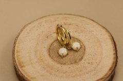 Náušnice - krúžky - biely opál - pozlátené striebro