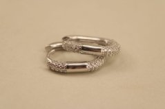 Oválne náušnice-číre zirkóny-zacvakávacie-rhodium-striebro