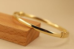 Pevný náramok - Hladký vzor - 14k - Žlté zlato