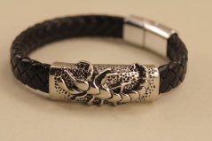 Pletený kožený náramok-škorpión-magnetická spona