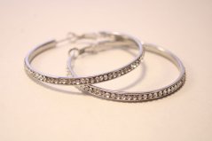 Oceľové náušnice kruhy so zirkónmi, omega zapínanie, 9,86 g, 316/L