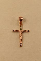 Prívesok- krížik- farebné zirkóny- pozlátené striebro