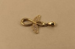 Prívesok- nekonečno s krídlami- zirkóny- žlté zlato- 14K