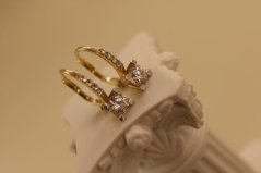 Náušnice- číre zirkóny- patent- žlté zlato- 14 karátov