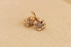 Zlaté náušnice - Novorodenecké - Mačičky so zirkónom - 14k - Ružové zlato