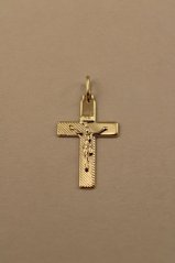 Prívesok- križ s Ježišom- žlté zlato- 14 karátov