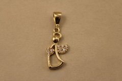Prívesok- anjelik- číre zirkóny- žlté zlato- 14K