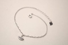 Strieborný náramok s príveskom v tvare oka, číry zirkón, rhodium, 16-18,5 cm, 1,39 g, 925/1000