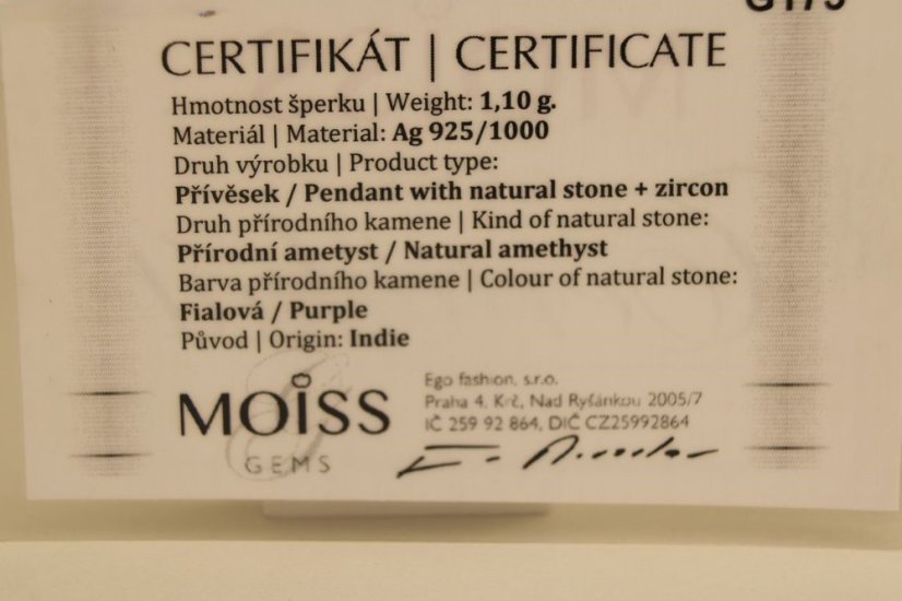 Prívesok - Ametyst - číre zirkóny - kombinované striebro