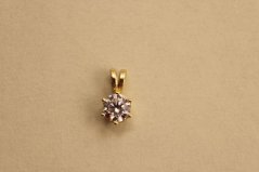 Prívesok - číry zirkón - žlté zlato -14 karátov