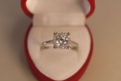 Prsteň- číre zirkóny- biele zlato- 14 karátov