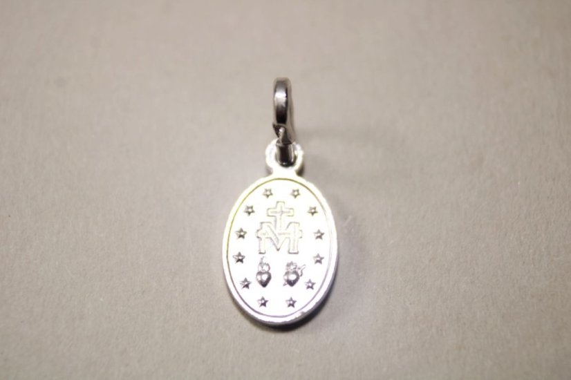 Prívesok- Zázračná medaila s Pannou Máriou- rhódiované striebro