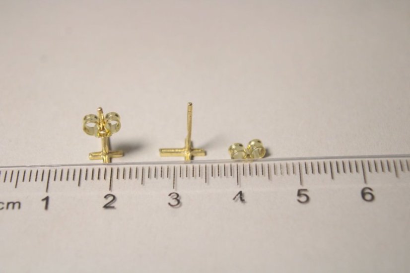 Zlaté náušnice v tvare krížika, puzetky, žlté zlato, 0,64 g, 14K 585/1000