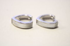 Strieborné náušnice kvapky, rhodium, biela perleť, zacvakávacie zapínanie, 2,11 g, 925/1000